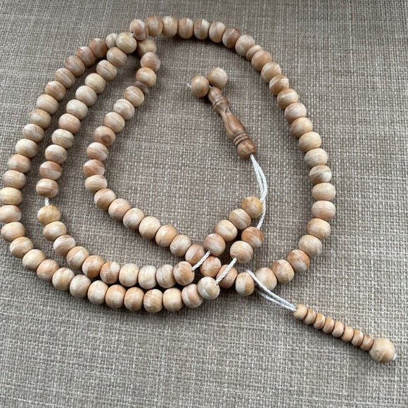 Handmade Tasbeeh Real Wood Beads Religious Beads Islamic Prayer Beads Tan - Picture 9 of 9